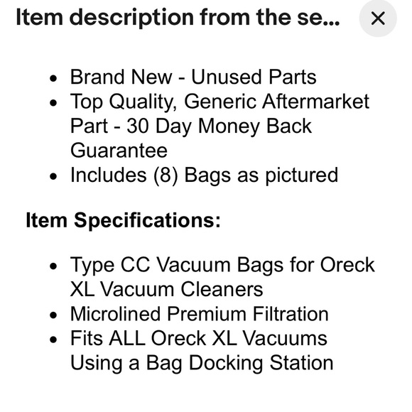 DVC Micro Lined ORECK CC, Vacuum Bags 6 - Picture 5 of 5